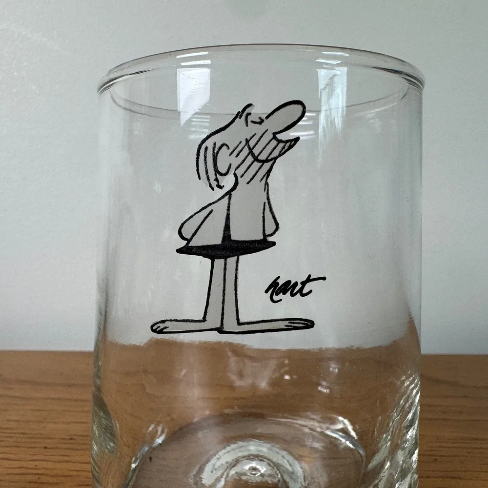 Vintage Johnny Hart BC Comic Strip Caveman‎ Character Glass Cocktail Tumbler